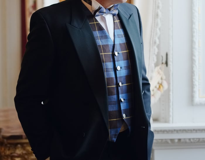 5 button waistcoat in the Keepers tartan image