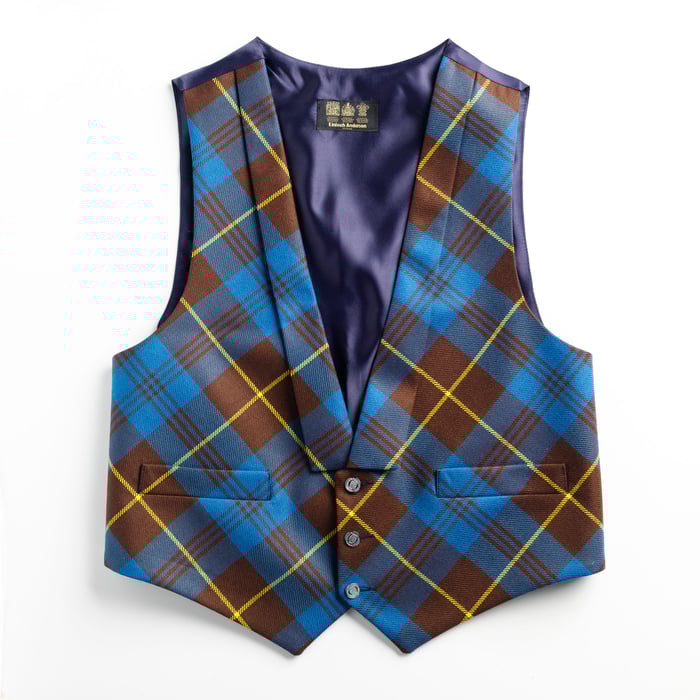 3 button bias-cut waistcoat in the Keepers tartan image
